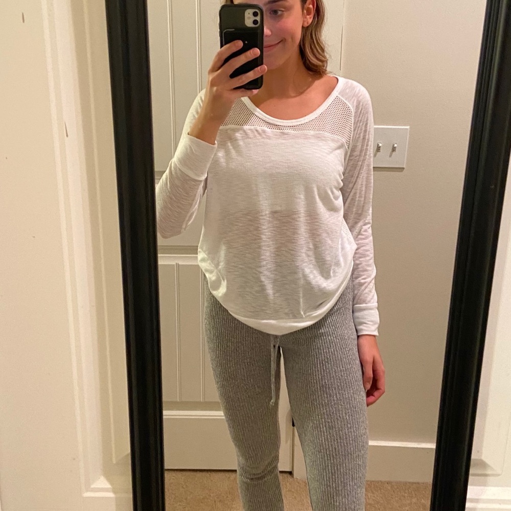 White Mesh Cropped Sweatshirt
